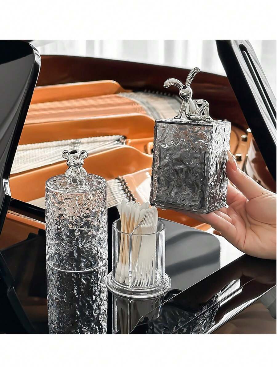 1pc Glacier Texture Toothpick Holder, High-End Home Dust-Proof Storage Box For Toothpicks, Dental Floss, Cotton Swabs - A - View 1