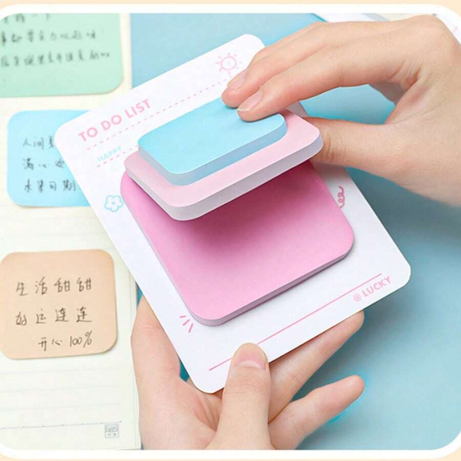 1-4套 90张可爱韩式创意DIY便签本，多种尺寸自粘便签，学生用品，学校文具