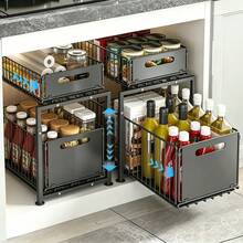 Organizador de fregadero de cocina de acero al carbono, estante plegable en forma de H, recubierto de hierro resistente a la oxidación, gran capacidad, soporte para envoltura de plástico, organizador de gabinete de encimera, solución de almacenamiento debajo del fregadero, soporte expandible para utensilios de cocina, estante de almacenamiento para accesorios de baño, organizador multifuncional para despensa - Ver 6