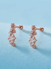 2 đôi khuyên tai kẹp vành tai nữ thời trang, thanh lịch, đính đá Cubic Zirconia hình ngôi sao lấp lánh, dễ thương và tinh tế, thích hợp để đeo hàng ngày, kỷ niệm và những dịp trang trọng. - Ngôi sao - Xem 4