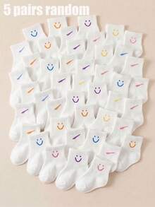 5/10/20 Pairs Soft Breathable Baby Round Neck Socks With Cute Face & Heart Pattern, Unisex Infant Toddler Casual Sports Socks, Minimalist Daily Style, Comfortable Elastic Non-Binding, Suitable For 0-36 Months Wear In Spring & Summer, Back To School, Baby Socks, Toddler Socks, Round Neck Socks, Socks, Heart Socks, Unisex Socks, Back To School Gift, Children Spring & Summer Essential - Multicolor - View 8