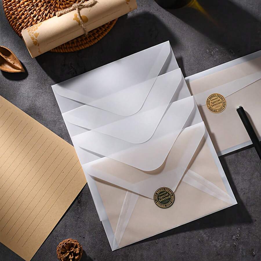 100 chiếc phong bì giấy da bán trong suốt, kích thước 4x6 inch, màu trắng trong suốt, cao cấp, thích hợp cho thiệp mời đám cưới, thiệp chúc mừng, bưu thiệp, thiệp cảm ơn, ảnh và làm album ảnh DIY. - trong suốt - Xem 1