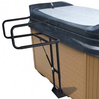 Elevador ajustable para cubierta de jacuzzi – Asistencia hidráulica – Operación por una sola persona – Brazos en U plegables que ahorran espacio – Instalación fácil bajo el borde – Compatible con la mayoría de spas y jacuzzis, de 69" a 96" – Accesorio práctico para spa