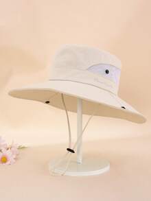 1pc Kids Ponytail Sun Hat, Wide Brim, UV Protection, Suitable For 3-8 Years Old Girls, Beach Bucket Hat - 1PC - View 38