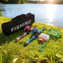 Double Rod & Reel Set Telescopic Fishing Poles With Push Button Closed Reels Tackle Box Landing Net & Storage Bag Combo - Royal Blue - View 5