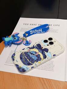 Disney Has Authorized, Phone Case - Chain Set, The Stitch Lilo & Stitch Phone Case Plus A Silicone 3D Or Fluffy Style Stitch Bracelet With Metallic Ring Removable Bracelet, Stitch And Angel Pattern, Compatible With Iphone 17/16/15/14/13/12/11/XS/XR/X Plus Pro Max, Wavy Design Phone Case For Girl, A Stylish Cartoon Summer Phone Case, The Perfect Gift Choice, Phone Protection, Durable Phone Cover, Great Gift For Friends And Family - 白色款式A - 查看 5