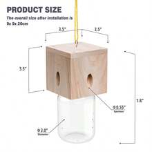 Outdoor Carpenter Bee Trap - No Lure, Pentagonal Roof Style Natural Hanging Wooden Carpenter Bee Trap Outdoor - Best Bee Trap - Insect Trap With Removable Safety Box - A - View 6