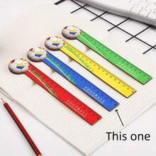 4 Pcs 7.09 Inch Football Themed Wooden Ruler, Colorful Football Design - School & Office Supplies, Creative Desktop Decor For Students And Sports Fans - Football Ruler - View 3