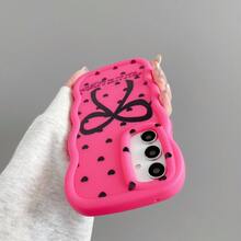 1个极简大蝴蝶结波点爱心图案波浪纹手机壳，防震手机壳，兼容[国际版，不兼容国内版] S26 Ultra/S25/S24/S23/S22/S21、荣耀等。 - 玫紅色 - 查看 2