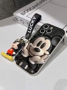 This Disney Mickey Mouse Lanyard Phone Case Is Fully Covered In TPU Material. It's Shockproof, Lightweight, And Compatible With IPhone17/16/11/13/15/15 Plus/15 Pro/15 Pro Max/12/14 Pro Max/11 Pro Max/12 Pro/12 Pro Max/13. This Phone Case Makes A Popular Birthday Gift Or Business Gift; It's Durable, Stain- And Fingerprint Resistant, And Suitable For Both Men And Women. The Set Also Includes A Mickey Mouse Phone Case And A Mickey Mouse Plush Bracelet. It's A Perfect Gift For Friends And Family. This Stylish Phone Case Is Fun, Lightweight, And Durable. IPhone17 Pro Max Phone Case, Minnie Mouse Phone Case. - trắng - Xem 5