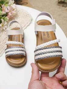 Woven Flat Sandals Suitable For Little Girls, Suitable For Parties, School, Amusement Parks, Camping And Other Occasions - White - View 1