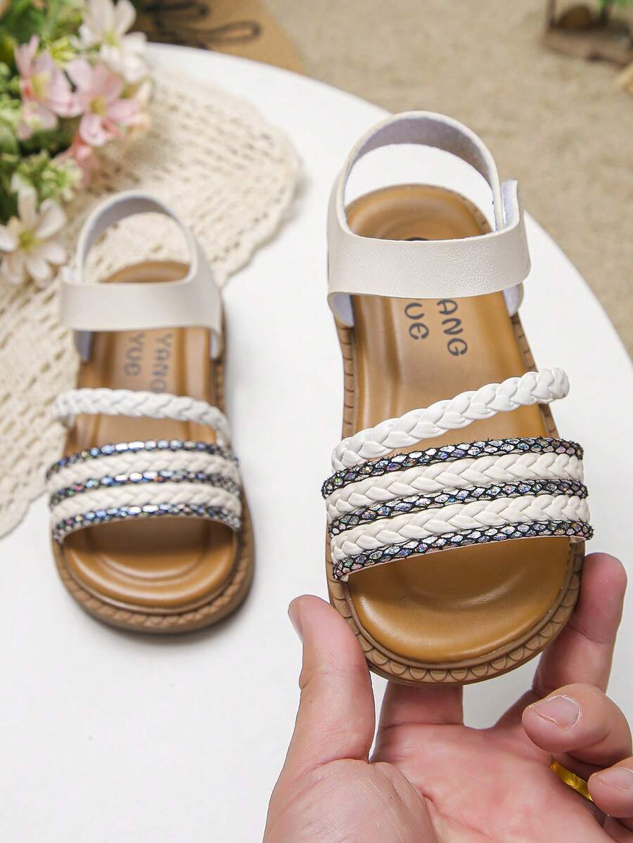 Woven Flat Sandals Suitable For Little Girls, Suitable For Parties, School, Amusement Parks, Camping And Other Occasions - White - View 1