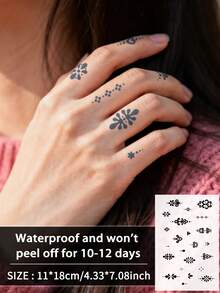 1pc Finger Tattoo Temporary Tattoo Small Y2K Geometric Semi-Permanent Waterproof Sweat-Resistant Lasts 1-2 Weeks Anti-Friction Non-Reflective Men Tattoo Stickers Suitable For Arm, Chest, Leg, Abdomen, Waist, Finger, Neck, Spine Modernist Body Art - Black - View 8