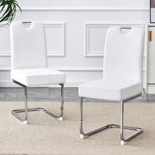 A Set Of Two Thickened Dining Chairs With Integrated Spring Packaging And Ergonomic Design - A Perfect Blend Of Comfort And Elegance. - White - View 4