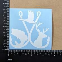 4 Pack Hunting Decals - Land, Air, Sea Wildlife - Includes Deer Antler, Duck, Fishing Hook Designs - White, Approx. 3.5 Inch - D - View 7
