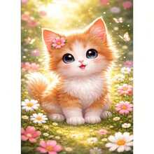 1PC DIY 5D Diamond Painting Kit Cat Pattern - Round Full Diamond Art Mosaic Craft, Home Wall Decor, Unframed - No Frame - View 1