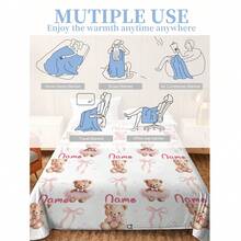 1pc Customized Bear Theme Flannel Blanket, Soft, Lightweight, Suitable For Sofa, Bed, Outdoor - Perfect Birthday And Holiday Gift For Family And Friends, Suitable For All Seasons - Multicolor - View 6