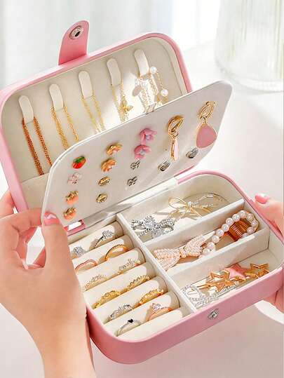 1 hộp đựng trang sức dung tích lớn, hộp trưng bày trang sức đa chức năng, hộp trang sức du lịch xách tay, hộp quà tặng cho nữ, có thể đựng nhẫn, dây chuyền, bông tai, hộp đựng trang sức tối giản dùng khi đi du lịch và ở nhà, vật dụng cần thiết khi đi du lịch, vật dụng cần thiết khi trở lại trường học.