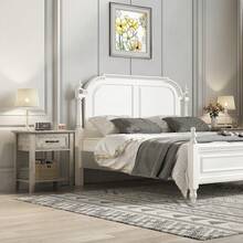 Juego de 2 mesitas de noche modernas – Mesas auxiliares de madera con cajón, estante abierto de 2 niveles – Mesita de noche cuadrada para dormitorio, sala de estar, dormitorio o oficina – Blanco y gris - Gris - Ver 3