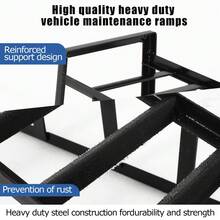 Rampas de servicio hidráulicas de acero para autos y camiones de alta resistencia - Capacidad de 5 toneladas, altura ajustable de 25 a 41 cm, perfil bajo, elevador portátil para cambios de aceite y mantenimiento - Paquete de 2, color negro - A - Ver 5