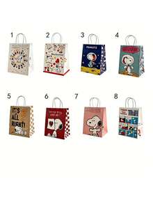 Bolsas de regalo de fiesta de Snoopy de Peanuts, bolsas de papel con estampado de dibujos animados lindos, bolsas de regalo con múltiples patrones de personajes de dibujos animados de Peanuts, adecuadas para empaquetar regalos de cumpleaños y fiestas de estudiantes - Multicolor - Ver 6
