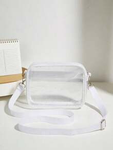 Mini Square Bag Clear Pvc Adjustable Strap For Daily, Stadium Approved 12 X 12 X 6 Clear Transparent Purse Bag For Concerts Sports Events Festivals Transparent Casual Square Shoulder Bag All Match Storage Bag For Travel Simple Crossbody Bag ,Fashionable Transparent, Clear Waterproof Bag For Women, Perfect For Summer, Vacation & Beach, Waterproof, Sandproof Transparent Bag, Beach Sports Picnic Snacks Clear Purse For Women, Holiday, Beach Bags - trắng - Xem 4