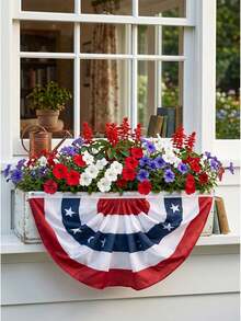 1pc Colorful Fanned American Flag Design, With Patriotic Pleated Details, Equipped With Brass Grommet For Easy Installation, Suitable For 4th Of July Decoration, Can Be Used For Outdoor Porch, Home Display, Holidays, Independence Day, Patriotic Celebration, Birthday, Anniversary, The 250th Anniversary,Lawn And Garden,Memorial Day Decorative Fan Flags For Yard, Lawn And Garden - Multicolor - View 7