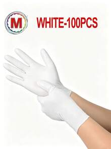 100入/包 白色一次性丁腈手套，不含乳膠，耐用家用清潔手套，防水手套適用於廚房、加工、清潔、染髮、美髮沙龍、家用電器等 - 白色 - 查看 13