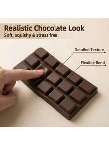 1个逼真巧克力棒软萌捏捏乐玩具，超柔软解压玩具，巨型巧克力块软萌捏捏乐玩具，慢回弹挤压玩具，热门巧克力块软萌捏捏乐玩具，趣味挤压玩具 - 均碼 - 查看 7