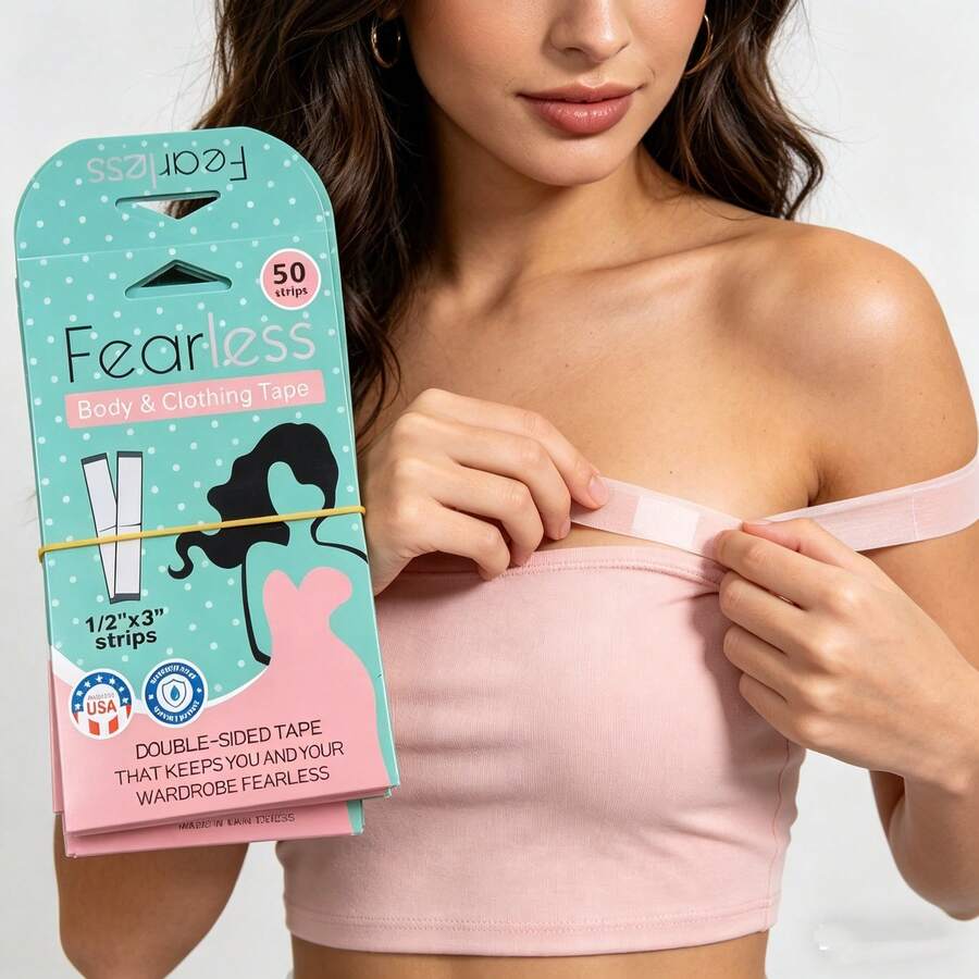 50 Strips Double Sided Body Clothing Tape, Waterproof Invisible Fashion Tape For Clothes, Strong Adhesive No Trace Anti-Slip Wardrobe Tape For Dresses Bra, Perfect Gift For Friends, Ideal Present For Birthday Christmas Valentine's Day All Festivals - Màu da 1 đôi - Xem 1