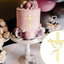 3 pièces, Décorations de gâteau en acrylique avec colombe et croix pour baptême, décoration de gâteau pour première communion, décoration de gâteau pour baby shower, décoration de gâteau d'anniversaire, fournitures de décoration de gâteau DIY, fournitures pour fête chrétienne - A - Voir 4