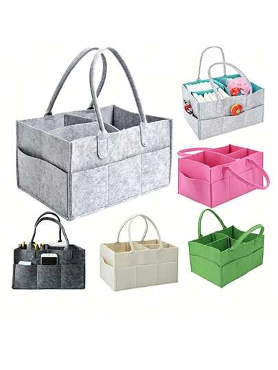 Bolso de fieltro con múltiples compartimentos, organizador portátil para pañales de bebé, cosméticos, hogar, oficina y viajes
