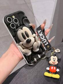 This Disney Mickey Mouse Lanyard Phone Case Is Fully Covered In TPU Material. It's Shockproof, Lightweight, And Compatible With IPhone17/16/11/13/15/15 Plus/15 Pro/15 Pro Max/12/14 Pro Max/11 Pro Max/12 Pro/12 Pro Max/13. This Phone Case Makes A Popular Birthday Gift Or Business Gift; It's Durable, Stain- And Fingerprint Resistant, And Suitable For Both Men And Women. The Set Also Includes A Mickey Mouse Phone Case And A Mickey Mouse Plush Bracelet. It's A Perfect Gift For Friends And Family. This Stylish Phone Case Is Fun, Lightweight, And Durable. IPhone17 Pro Max Phone Case, Minnie Mouse Phone Case. - trắng - Xem 4