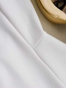 Đầm ngắn không tay màu trơn thanh lịch dành cho nữ, kiểu dáng thắt eo, thích hợp cho mùa hè. - trắng - Xem 3