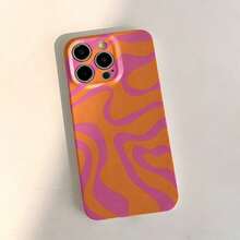 1pc Hard Shell Simple Film Simple Art Color Block Irregular Pattern Fine Hole Glossy Film Case Full Coverage Phone Hard Case For IPhone 11/12/13/14/15/16pro Max - Multicolor - View 2