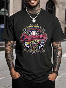 Camiseta con Diseño Inspirado en el Campeón Mundial de , Diseño de Homenaje con el Logotipo del Campeón de Béisbol 2026, Regalo para el Partido Final del Torneo, Camiseta Unisex - Negro - Ver 1