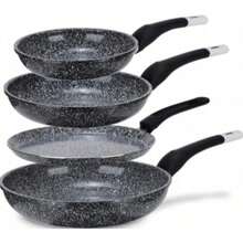 Frying Pan Set – 4 Piece Non-Stick Cookware (20/24/28 cm Frying Pans + 24 cm Pancake Pan) Aluminum with marble non-stick coating – Durable, Easy Clean for Eggs, Crepes, Stir-Fries - Gas ceramic, and induction, and induction - 查看 6