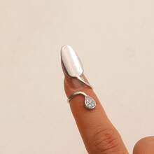 Minimalist Creative Open Knuckle Ring, Elegant Nail Art Rhinestone Nail Ring Wearable Nail Cover Jewelry - 04 Trắng K 9440 - Xem 10