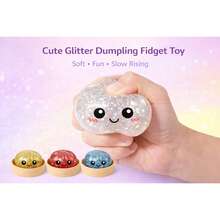 Glitter Dumpling Squishy Fidget Toy For Teens, Soft Squeeze Stress Relief Desk Toy For Study Breaks - Blue - 查看 2