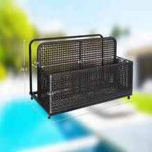 Cesta rodante para almacenamiento de flotadores de piscina con ruedas - Organizador duradero de ratán PE para flotadores, toallas y juguetes - Contenedor resistente para patio junto a la piscina o la playa. - Capa única - Ver 2