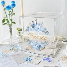1 pieza Caja de acrílico transparente grande para tarjetas de boda con cerradura y ranuras, adecuada para recepción de bodas, ceremonia de graduación, fiesta de baby shower, portador de tarjetas de regalo DIY, contenedor de tarjetas de regalo para fiesta de baby shower - 1PC - Ver 12