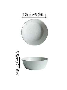 1个圆形米色泼墨设计沙拉碗，泼墨陶瓷汤碗，面碗，沙拉碗，蛋糕盘，西式餐盘，复古餐具，适用于：家庭日常用餐碗，餐厅/咖啡馆甜点碗，礼品场合，学校用品，户外使用 - 彩色 - 查看 13