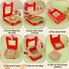 1 chiếc máy cắt và dán bánh mì sandwich có bảo vệ tay, dụng cụ cắt bánh mì nướng đa hình bằng thép không gỉ, máy dán bánh mì bỏ túi, máy cắt bánh mì tự chế, máy làm bánh mì sandwich dễ dàng tại nhà, bữa trưa cho trẻ em, dụng cụ làm bánh tiết kiệm thời gian trong nhà bếp. - Nhiều màu - Xem 3
