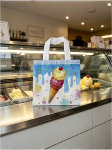 4pcs/Set Non-Woven Ice Cream Themed Reusable Bags, Sweet And Energetic, Suitable For Birthday And Summer Parties, And Practical, Fashionable For Outdoor Storage - View 8