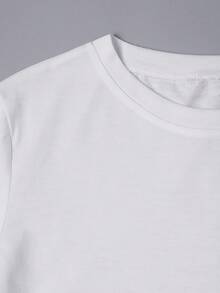 Camiseta Básica Diaria para Mujer, Cuello Redondo, Holgada y Cómoda, Manga Corta - Blanco - Ver 4