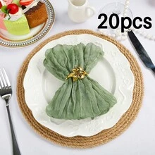 10/20/30/50入 波希米亞風聚酯纖維餐巾，17*17英吋餐巾，適用於婚禮、生日、宴會、節日、派對、家庭晚餐 - Sage Green - 查看 8