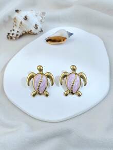 Vintage Ocean Turtle Gold Earring For Women, Stainless Steel Enamel Charm Jewelry Women, Summer Vacation Beach Jewellery, Holiday Gift Women Jewelry - Multicolor - View 13