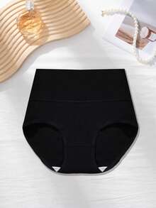 3pcs Women High Waist Panties, Comfortable Soft Cotton Briefs, Tummy Control Seamless Underwear - Multicolor - View 4