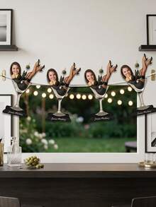 7/14/21Pcs Custom Martini Girl Caricature Birthday Banner, Photo & Text Customizable Bunting Flags, Funny Female Leg-Up Pose Design, Perfect Gift For Best Friends Sisters Coworkers, Milestone Birthday Bachelorette Party Bridal Shower Celebrations - Multicolor 5 - View 6
