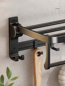 1 Giá Treo Khăn Tắm Gấp Gọn Gắn Tường 2 Tầng, Thanh Treo Khăn Tắm 2 Tầng kèm Thanh Treo Khăn và Móc Di Động, Giá Treo Khăn Tắm Bằng Nhôm Mờ Cao Cấp - Tro súng - Xem 6